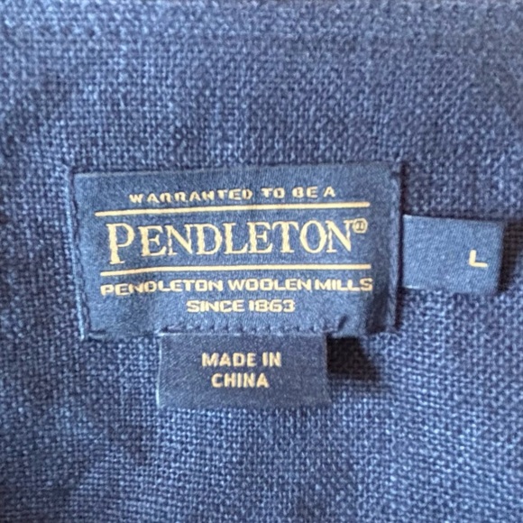 Pendleton Cotton Navy Tunic with Geometric Embroidered Accents Women’s Large - Picture 2 of 5